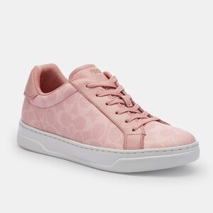 New Coach High Line Sneaker In Signature Canvas pink